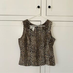 Vintage Betsy Lauren Cheetah Print Brown Square Neckline Top Size Large
